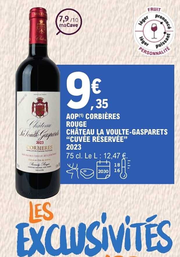 AOP CORBIÈRES ROUGE CHÂTEAU LA VOUTE-GASPARETS “CUVÉE RÉSERVÉE” 2023