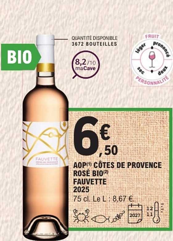 AOP CÔTES DE PROVENCE ROSÉ BIO FAUVETTE 2025