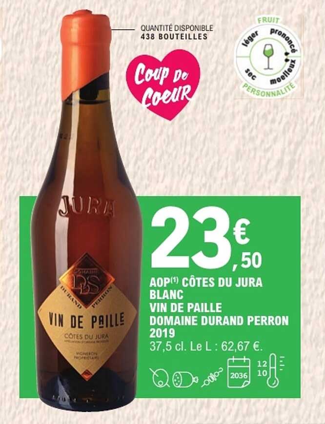 AOP CÔTES DU JURA BLANC VIN DE PAILLE DOMAINE DURAND PERRON 2019