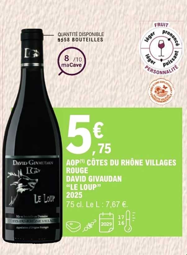 AOP CÔTES DU RHÔNE VILLAGES ROUGE DAVID GIVAUDAN «LE LOUP» 2025