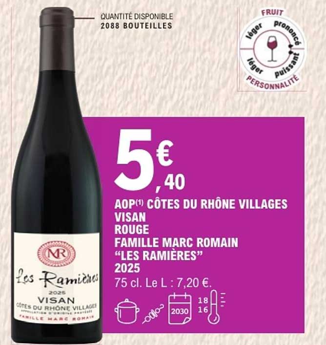 AOP CÔTES DU RHÔNE VILLAGES VISAN ROUGE FAMILLE MARC ROMAIN “LES RAMIÈRES” 2025