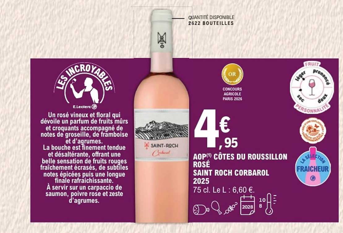 AOP CÔTES DU ROUSSILLON ROSÉ SAINT ROCH CORBAROL 2025