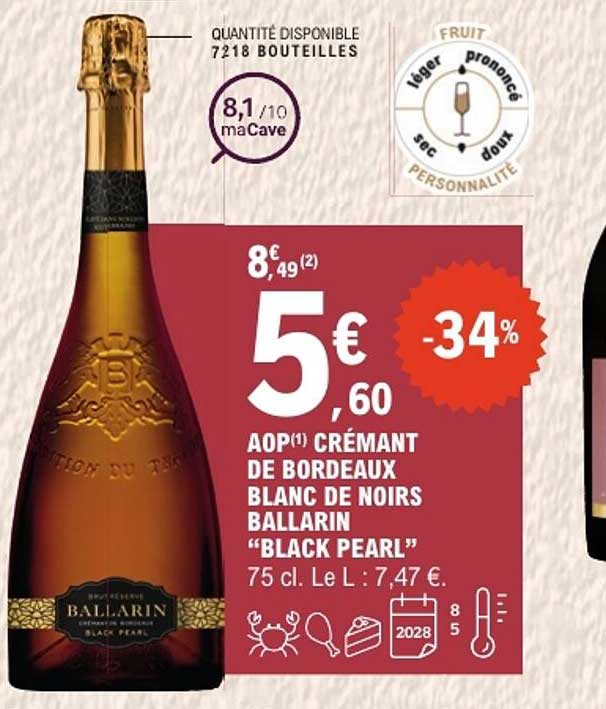 AOP Crémant de Bordeaux blanc de noirs Ballarin "Black Pearl"