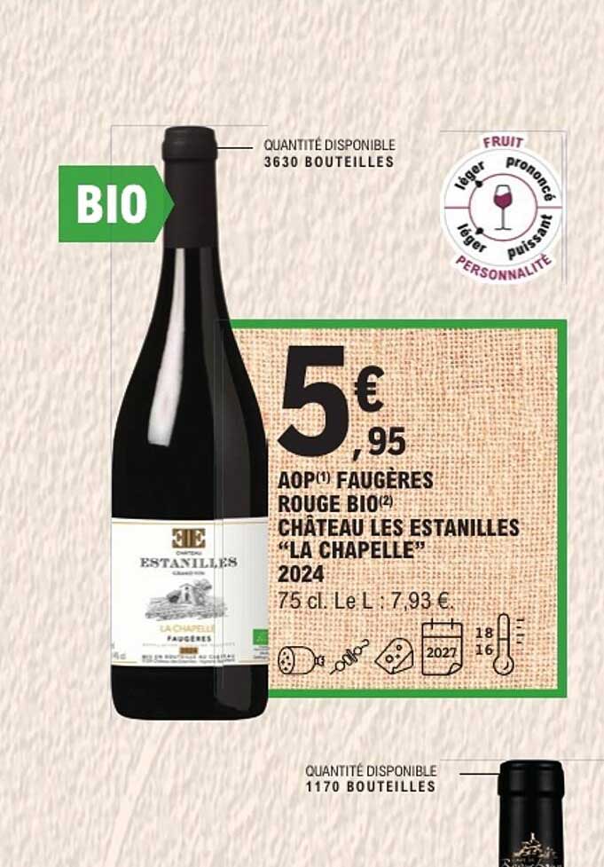 AOP Faugères rouge bio Château Les Estanilles “La Chapelle” 2024