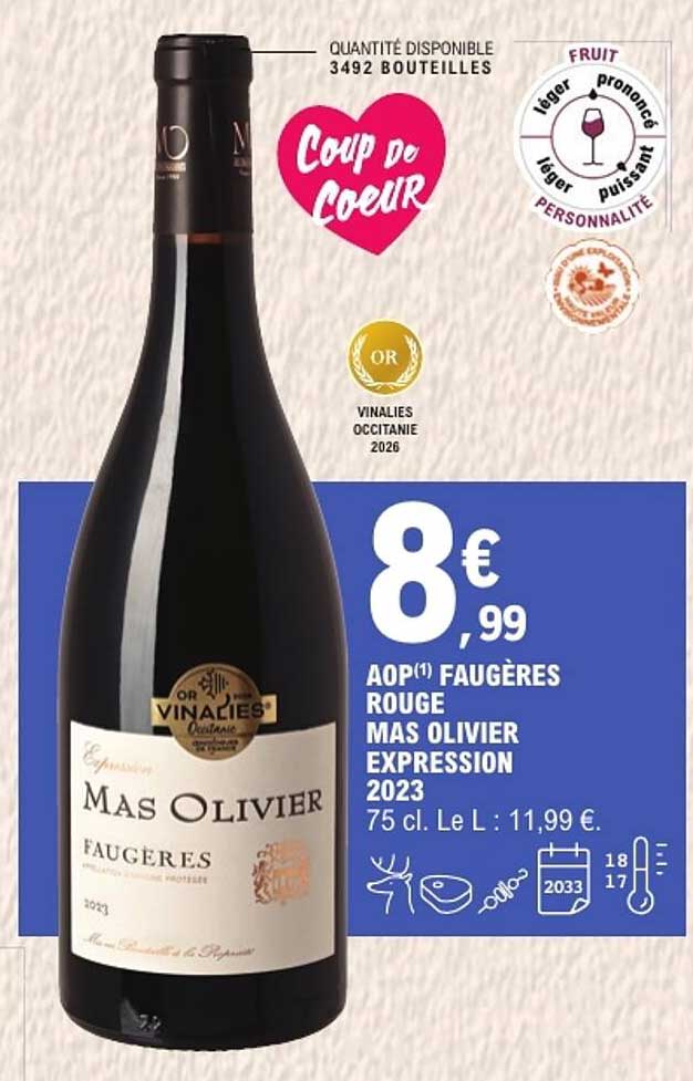 AOP FAUGERES ROUGE MAS OLIVIER EXPRESSION 2023