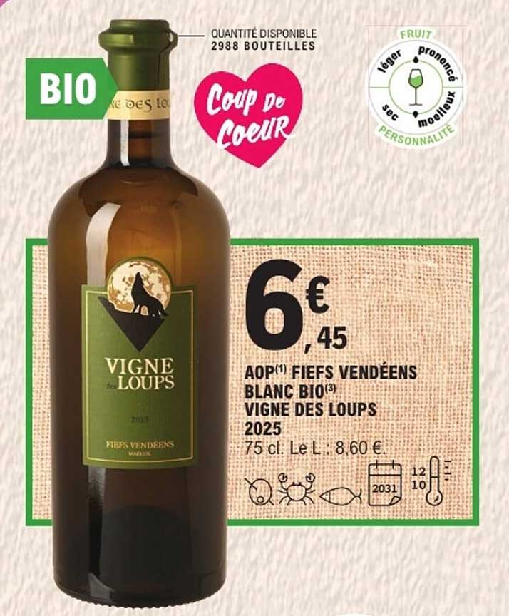 AOP(*) FIEFS VENDEENS BLANC BIO(3) VIGNE DES LOUPS 2025