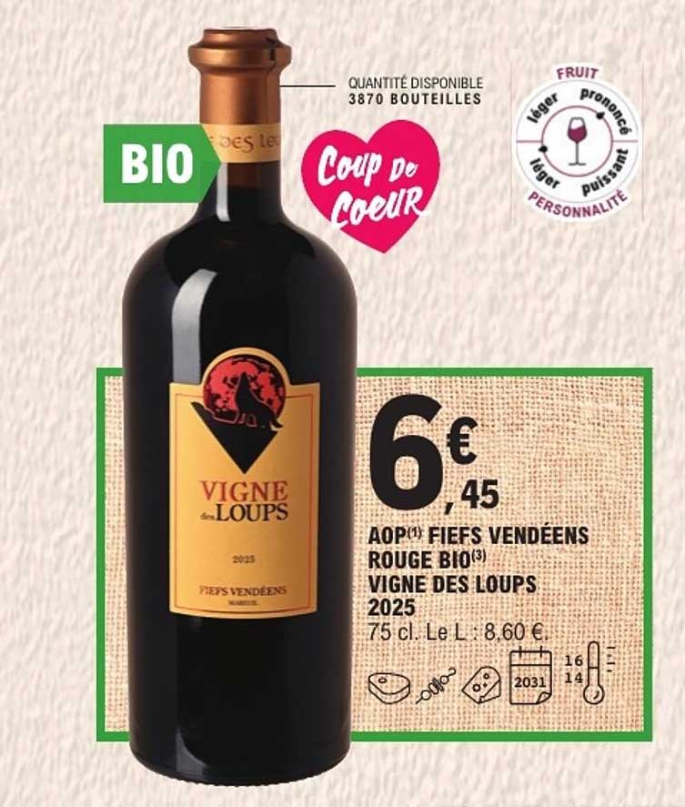 AOP Fiefs Vendéens Rouge Bio Vigne des Loups 2025