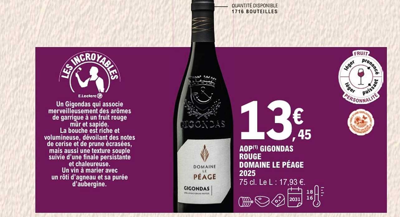 AOP GIGONDAS ROUGE DOMAINE LE PÉAGE 2025