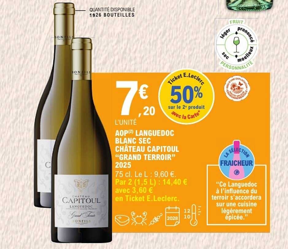 AOP Languedoc Blanc Sec Château Capitoul "Grand Terroir" 2025