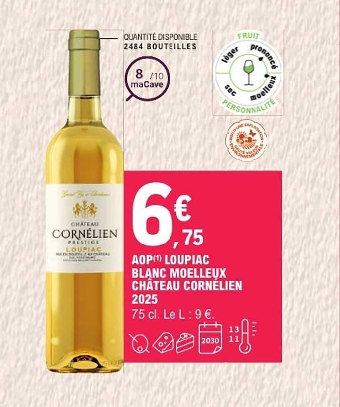 AOP LOUPIAC BLANC MOELLEUX CHÂTEAU CORNÉLIEN 2025