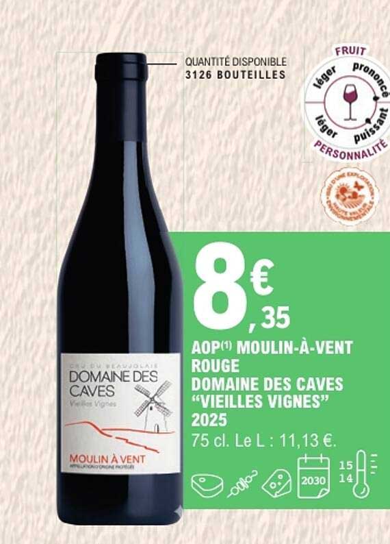 AOP (M) MOULIN-À-VENT ROUGE DOMAINE DES CAVES “VIEILLES VIGNES” 2025