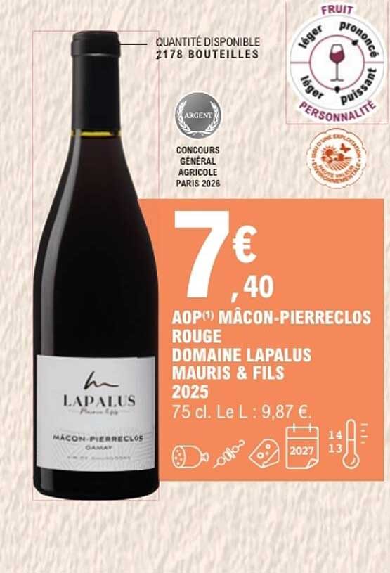AOP MÂCON-PIERRECLOS ROUGE DOMAINE LAPALUS MAURIS & FILS 2025