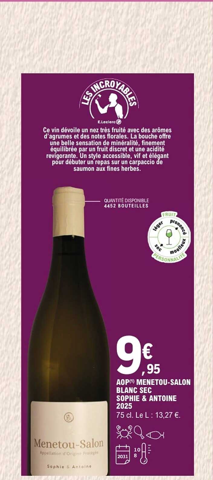 AOP MENETOU-SALON BLANC SEC SOPHIE & ANTOINE 2025