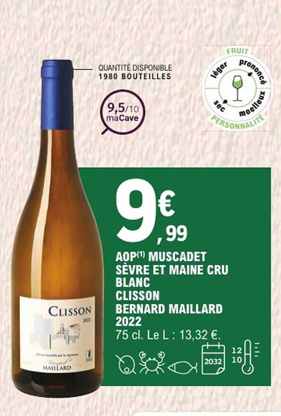 AOP MUSCADET SÈVRE ET MAINE CRU BLANC CLISSON BERNARD MAILLARD 2022
