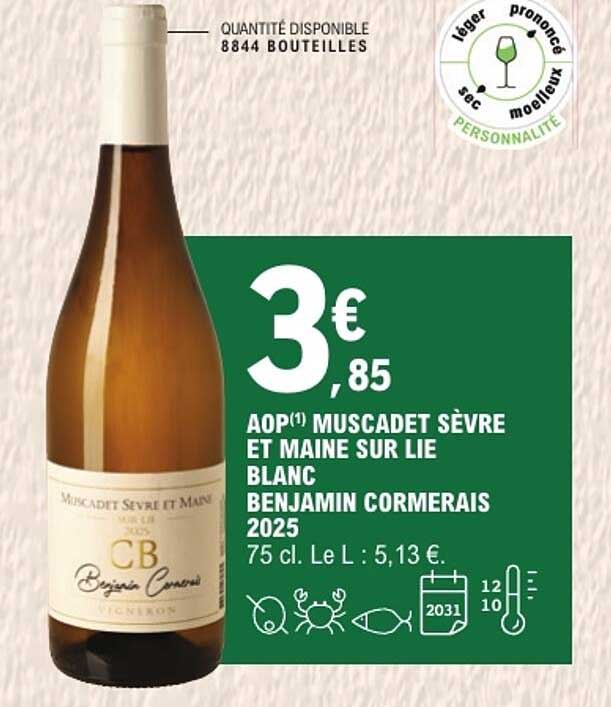 AOP MUSCADET SÈVRE ET MAINE SUR LIE BLANC BENJAMIN CORMERAIS 2025