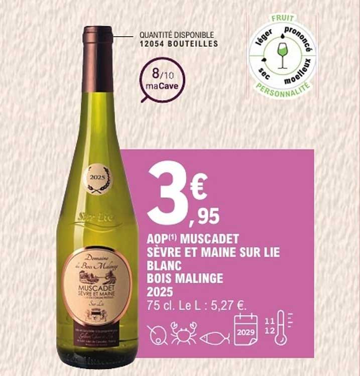 AOP Muscadet Sèvre et Maine sur lie blanc Bois Malinge 2025