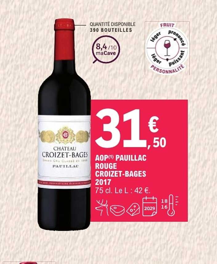 AOP PAUILLAC ROUGE CROIZET-BAGES 2017