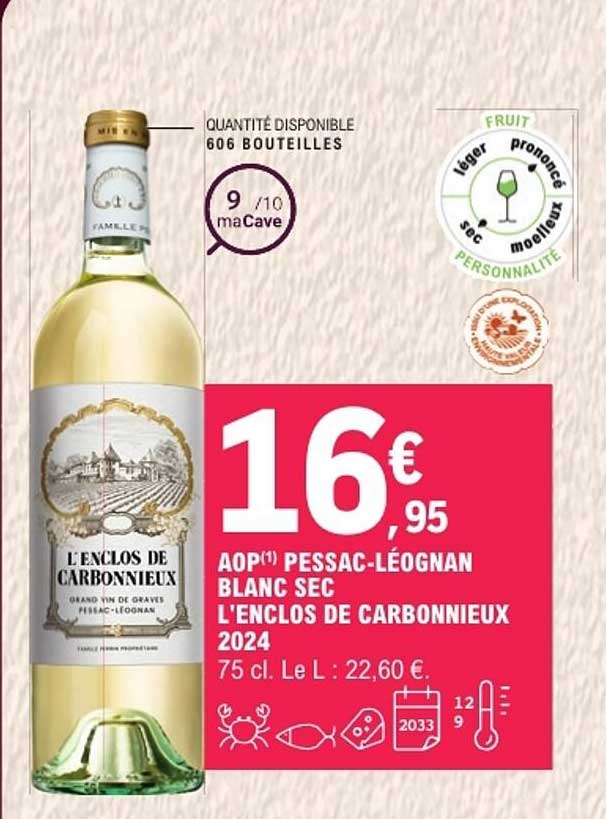 AOP PESSAC-LÉOGNAN BLANC SEC L'ENCLOS DE CARBONNIEUX 2024