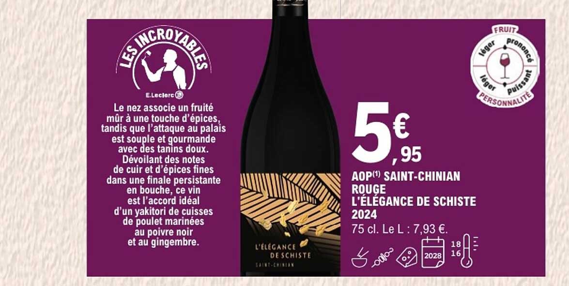 AOP SAINT-CHINIAN ROUGE L'ÉLÉGANCE DE SCHISTE 2024