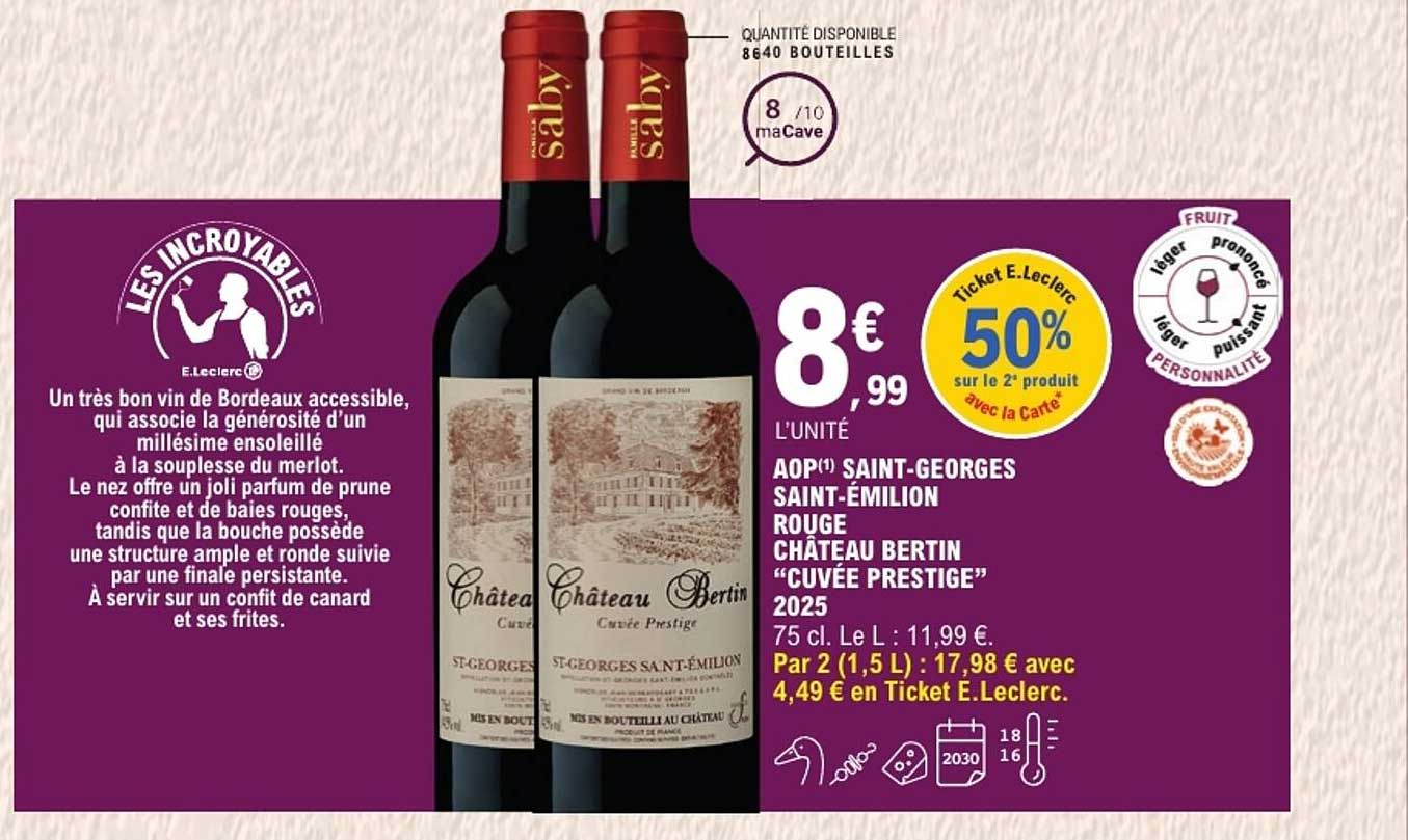 AOP Saint-Georges Saint-Émilion rouge Château Bertin “Cuvée Prestige” 2025