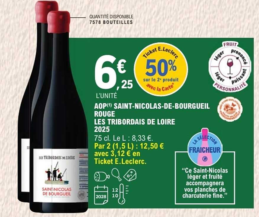 AOP SAINT-NICOLAS-DE-BOURGUEIL ROUGE LES TRIBORDAIS DE LOIRE 2025