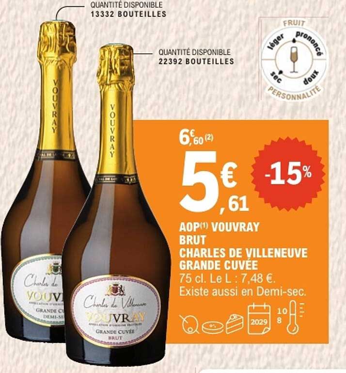 AOP VOUVRAY BRUT CHARLES DE VILLENEUVE GRANDE CUVEE