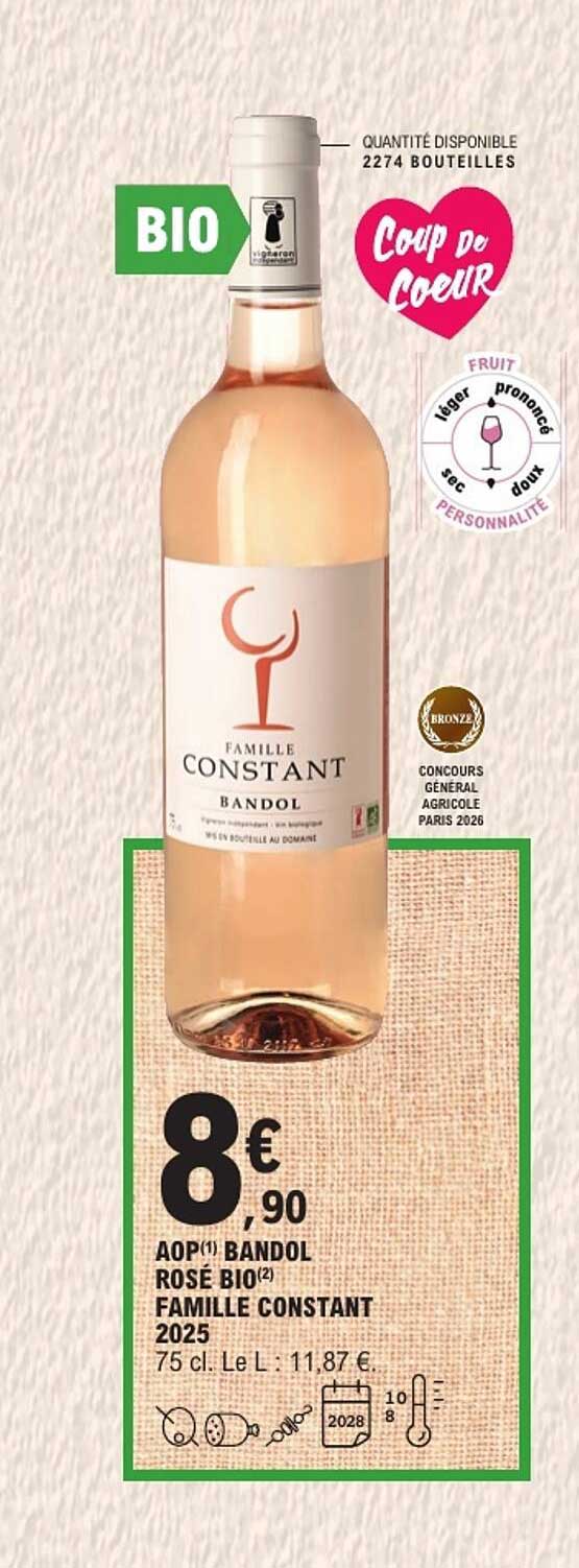 AOP(1) BANDOL ROSE BIO(2) FAMILLE CONSTANT 2025