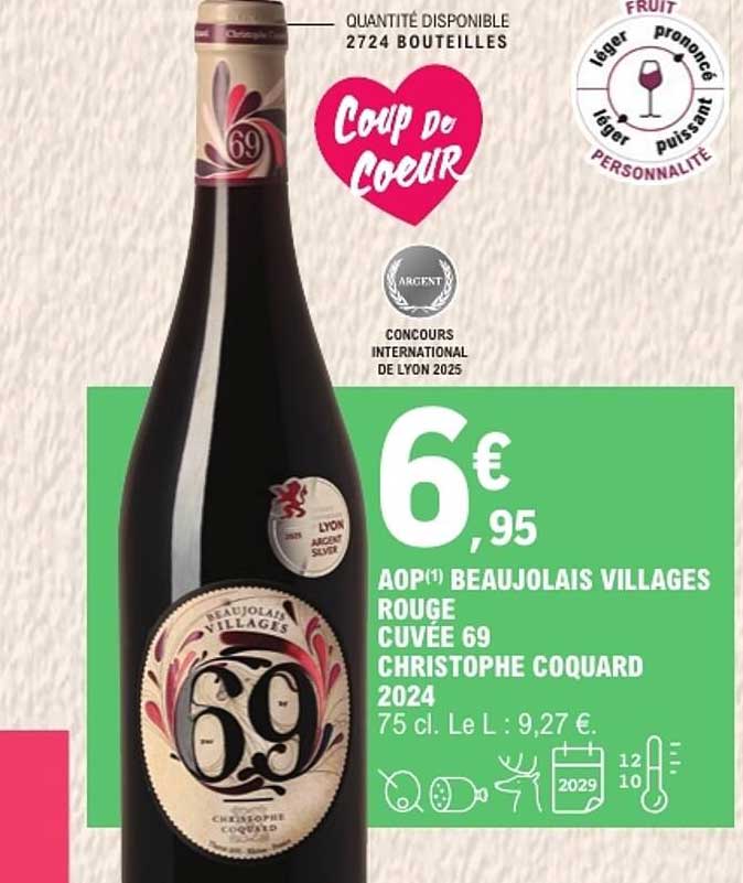 AOP(1) BEAUJOLAIS VILLAGES ROUGE CUVEE 69 CHRISTOPHE COQUARD 2024