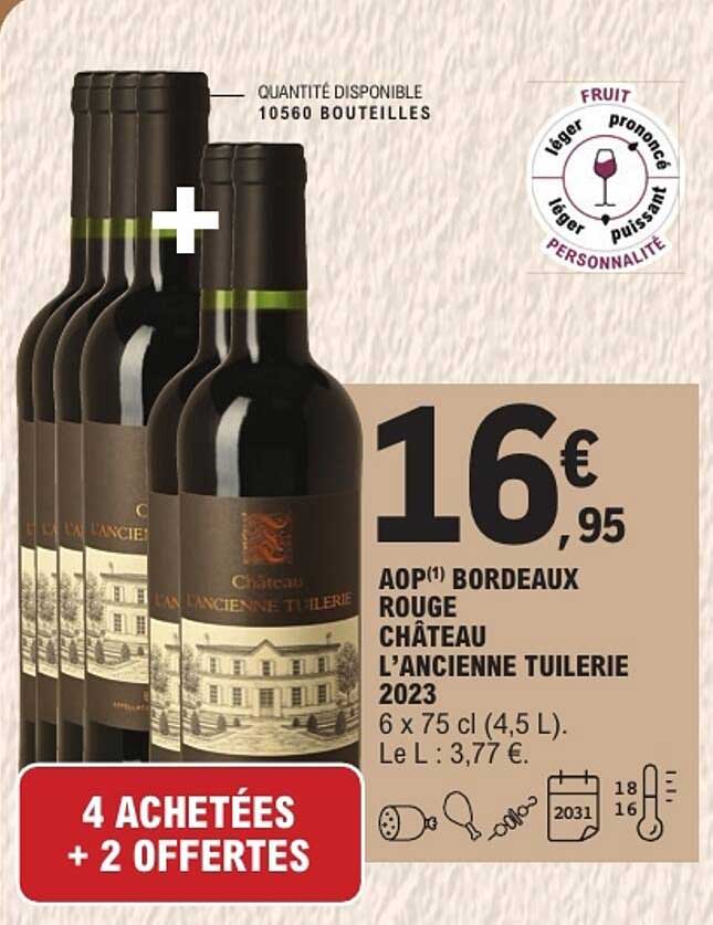 AOP(1) BORDEAUX ROUGE CHÂTEAU L’ANCIENNE TUILERIE 2023