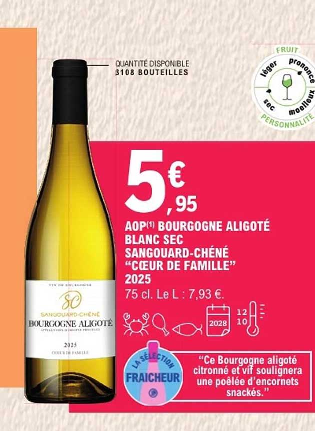 AOP(1) BOURGOGNE ALIGOTÉ BLANC SEC SANGUARD-CHÉNÉ “CŒUR DE FAMILLE” 2025