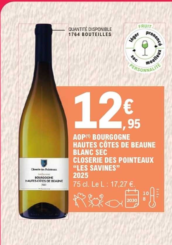 AOP(1) BOURGOGNE HAUTES CÔTES DE BEAUNE BLANC SEC CLOSERIE DES POINTEAUX “LES SAVINES” 2025