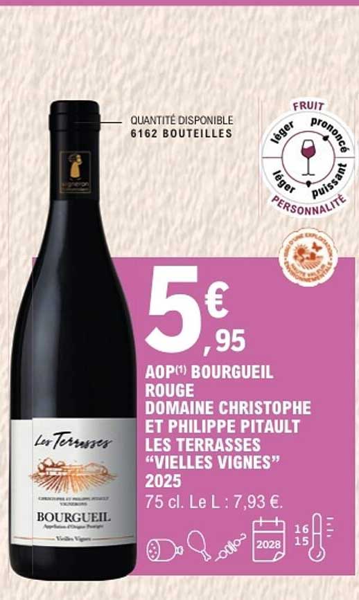 AOP(1) BOURGUEIL ROUGE DOMAINE CHRISTOPHE ET PHILIPPE PITAULT LES TERRASSES “VIEILLES VIGNES” 2025