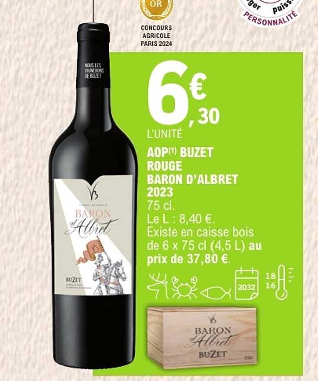 AOP(1) BUZET ROUGE BARON D'ALBRET 2023 75 cl.
