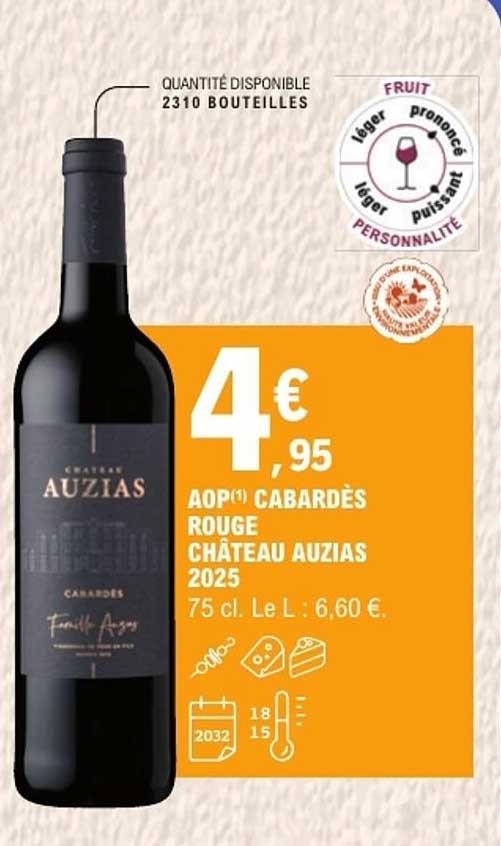 AOP(1) CABARDÈS ROUGE CHÂTEAU AUZIAS 2025