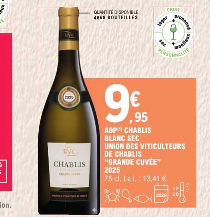 AOP(1) CHABLIS BLANC SEC UNION DES VITICULTEURS DE CHABLIS “GRANDE CUVÉE” 2025