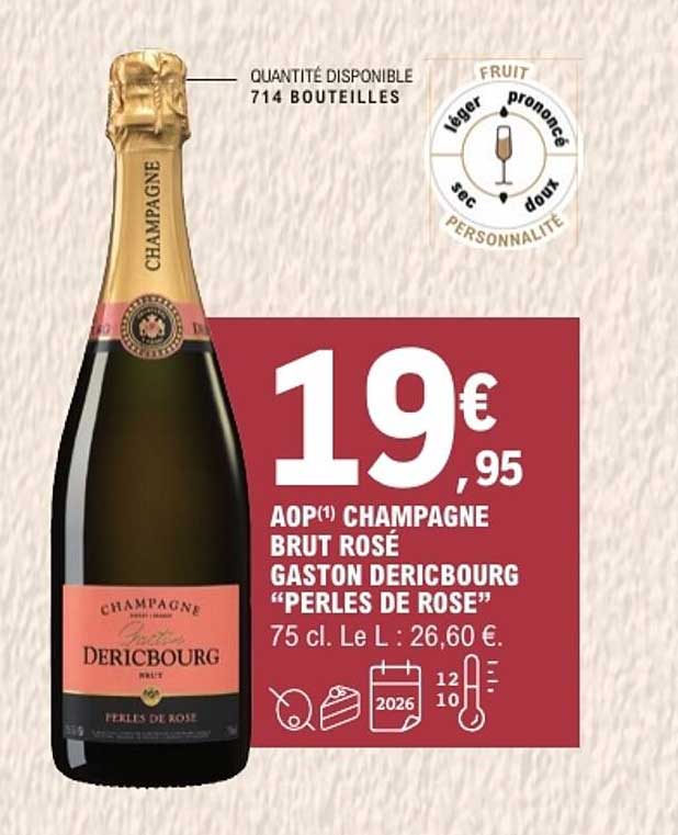AOP(1) CHAMPAGNE BRUT ROSÉ GASTON DERICBOURG “PERLES DE ROSE”