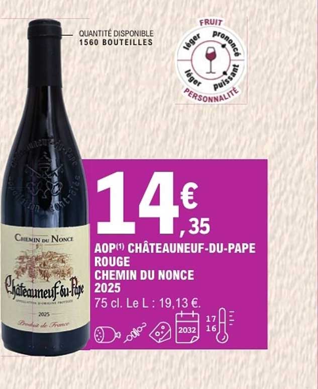 AOP(1) CHÂTEAUNEUF-DU-PAPE ROUGE CHEMIN DU NONCE 2025 75 cl.