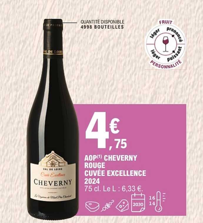 AOP(1) CHEVERNY ROUGE CUVÉE EXCELLENCE 2024