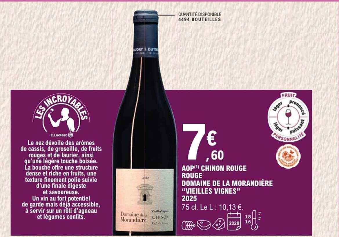 AOP(1) CHINON ROUGE ROUGE DOMAINE DE LA MORANDIÈRE “VIEILLES VIGNES” 2025