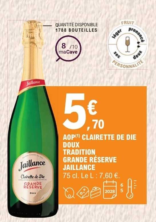 AOP(1) Clairette de Die Doux Tradition Grande Réserve Jaillance