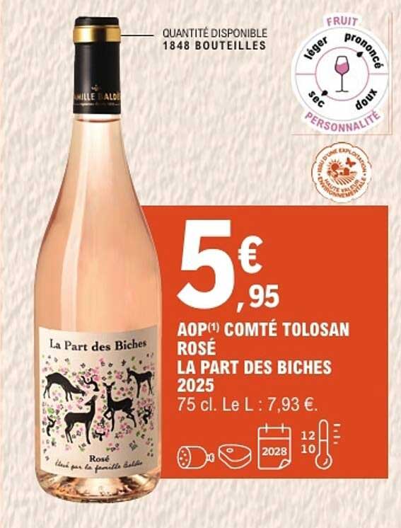 AOP(1) COMTÉ TOLOSAN ROSÉ LA PART DES BICHES 2025