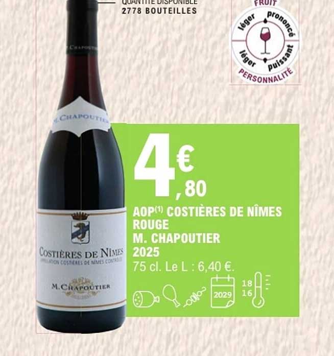 AOP(1) COSTIÈRES DE NÎMES ROUGE M. CHAPOUTIER 2025