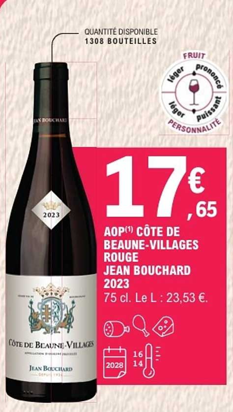 AOP(1) CÔTE DE BEAUNE-VILLAGES ROUGE JEAN BOUCHARD 2023