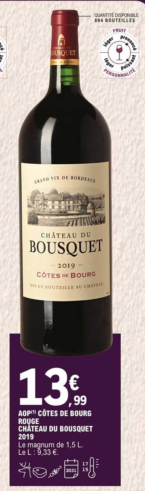 AOP(1) CÔTES DE BOURG ROUGE CHÂTEAU DU BOUSQUET 2019