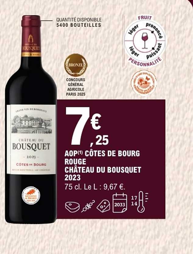 AOP(1) CÔTES DE BOURG ROUGE CHÂTEAU DU BOUSQUET 2023