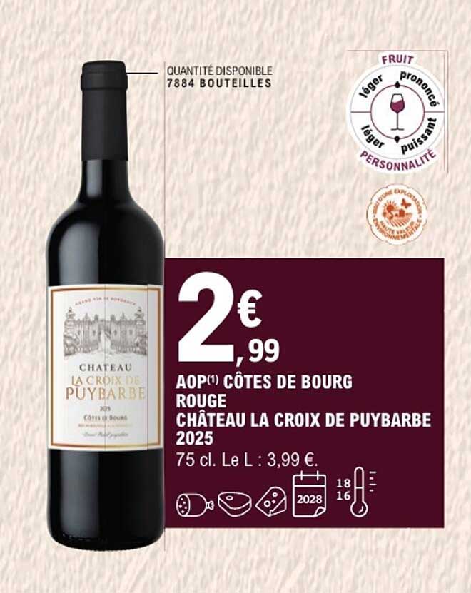 AOP(1) CÔTES DE BOURG ROUGE CHÂTEAU LA CROIX DE PUYBARBE 2025