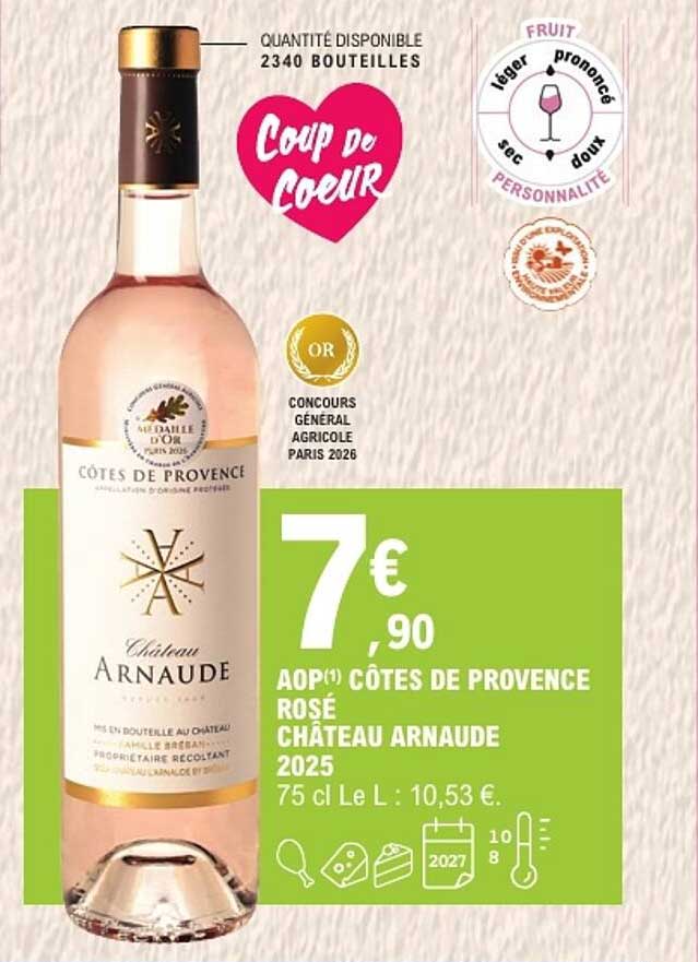 AOP(1) CÔTES DE PROVENCE ROSÉ CHÂTEAU ARNAUDE 2025