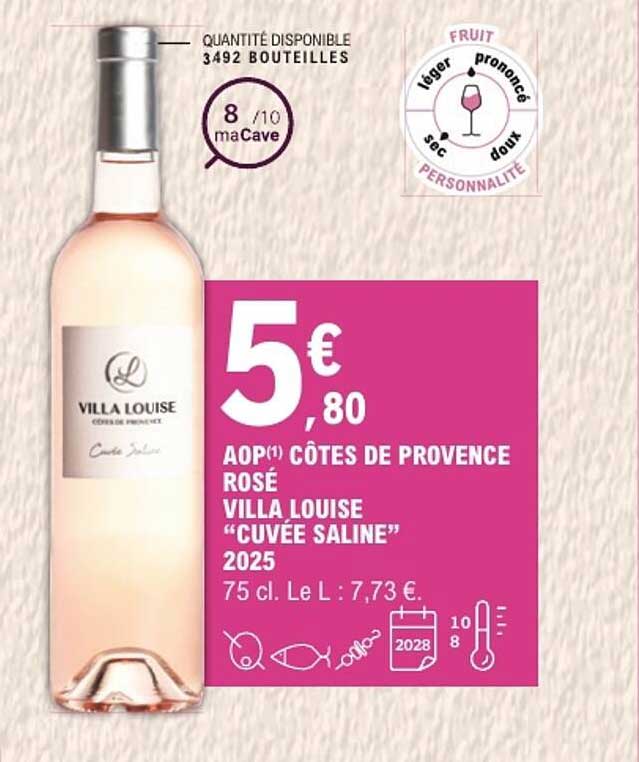 AOP(1) CÔTES DE PROVENCE ROSÉ VILLA LOUISE “CUVÉE SALINE” 2025