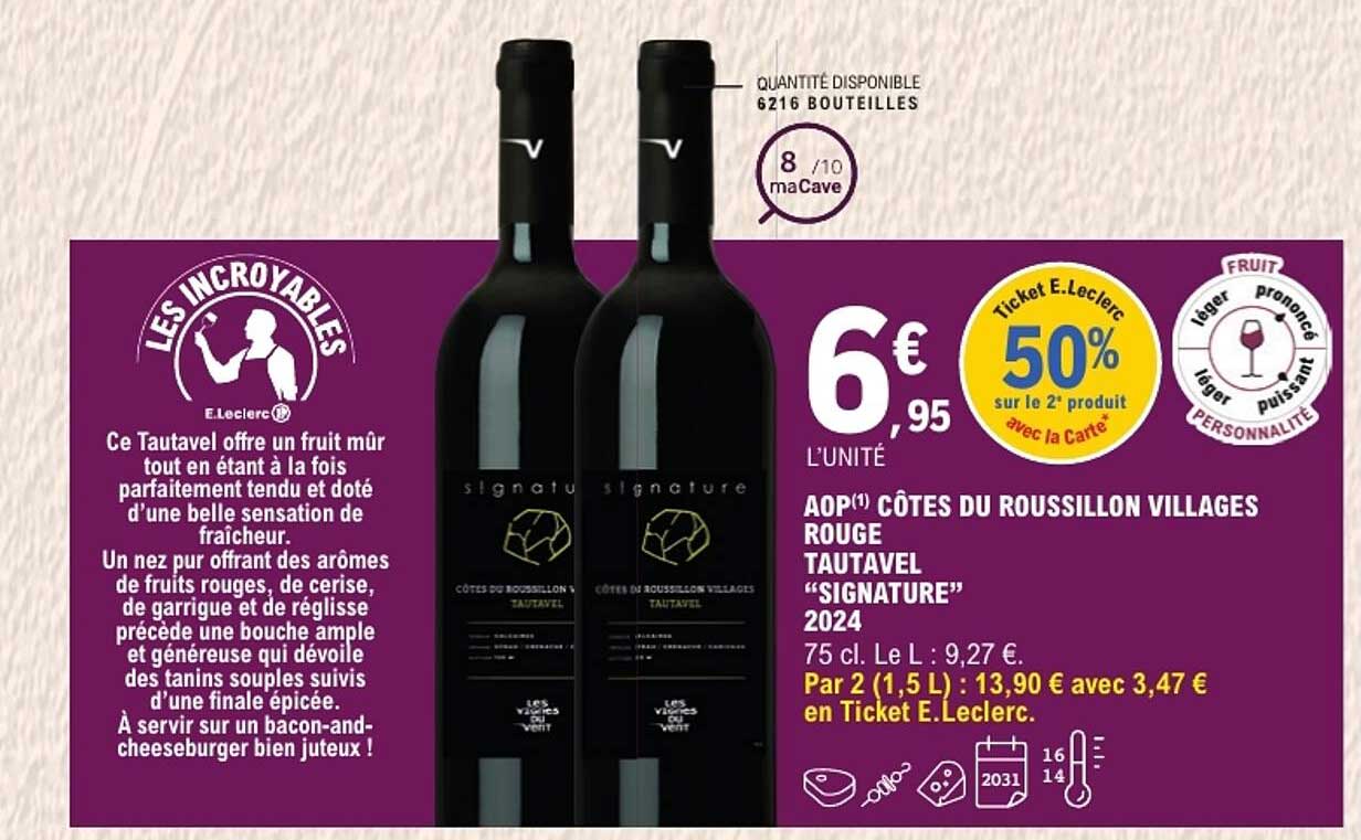 AOP(1) CÔTES DU ROUSSILLON VILLAGES ROUGE TAUTAVEL “SIGNATURE” 2024