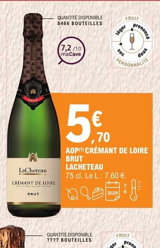 AOP(1) CRÉMANT DE LOIRE BRUT LACHETEAU